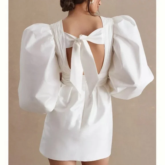 Watters | Dresses | Watters Meringue Radiant Taffeta Vneck Balloonsleeve Mini  Dress | Poshmark
